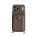 Luxury Leather Monogram Phone Case With Card Holder For iPhone 12- 17