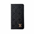 Premium Leather Folio Monogram iPhone Case With Card Holder