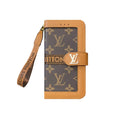 Luxury Leather Folio Monogram iPhone Case With Wallet And Strap