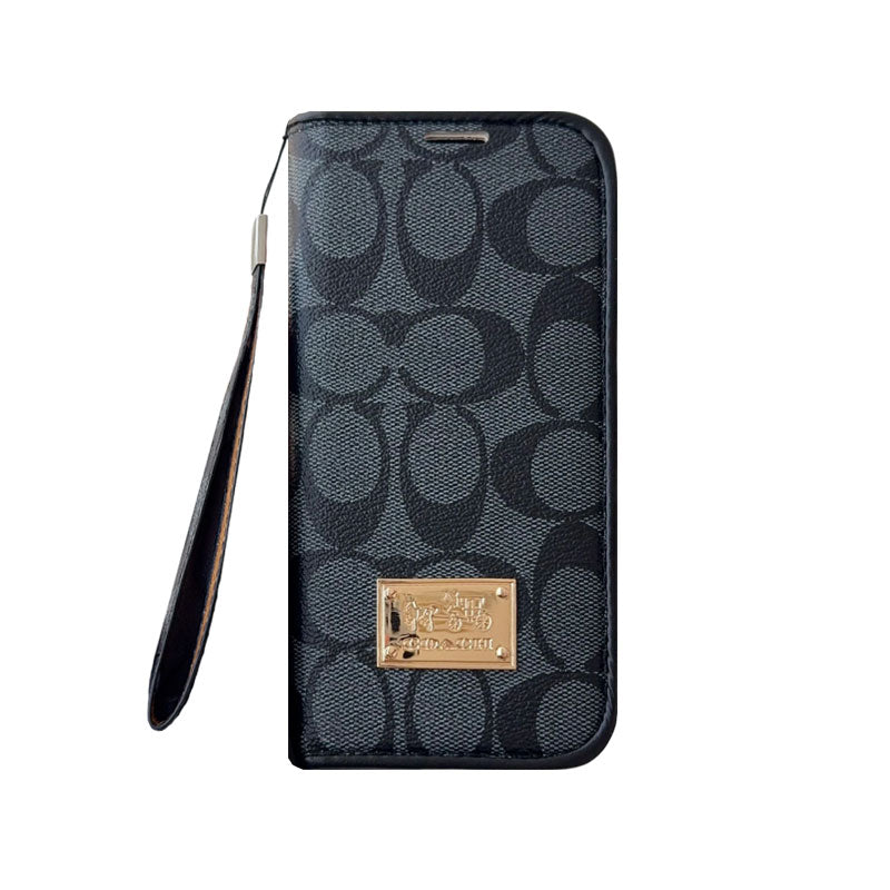 Leather Fold iPhone Case With Wallet And Strap
