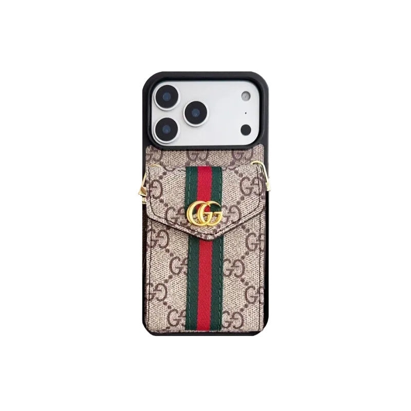 Classic Leather iPhone Case With Card Holder And Strap