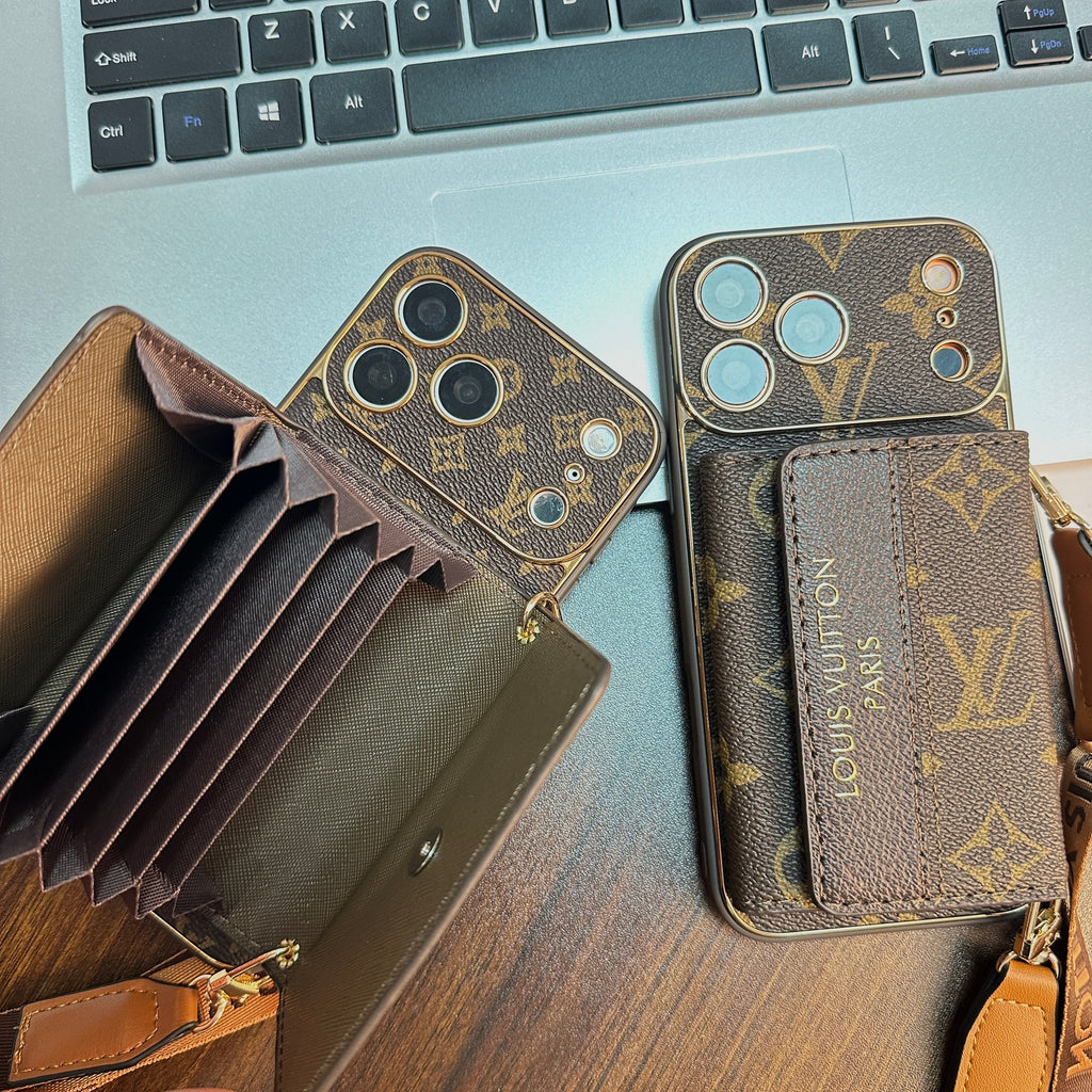 Refined Leather Monogram iPhone Case With Wallet And Crossbody