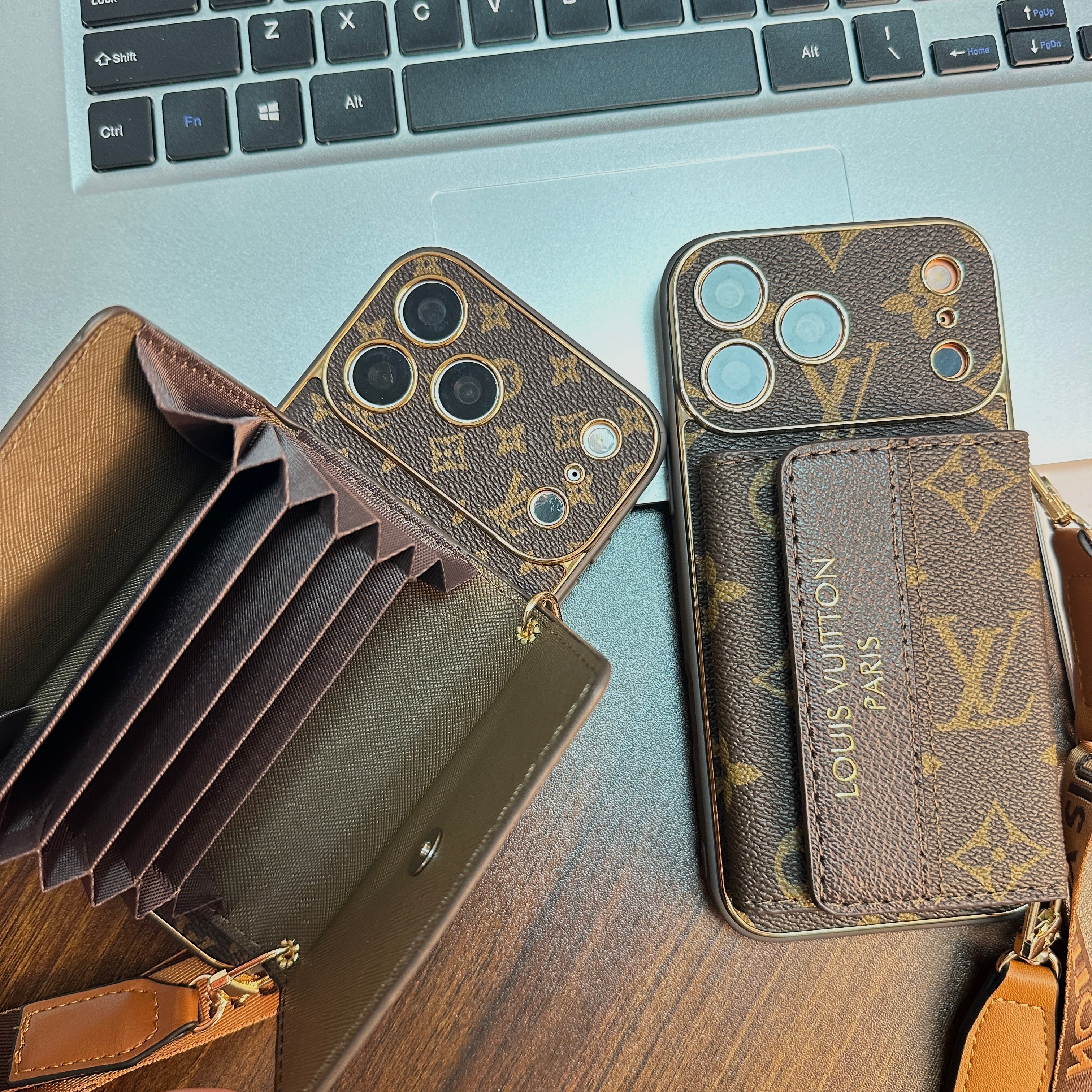 Refined Leather Monogram iPhone Case With Wallet And Crossbody