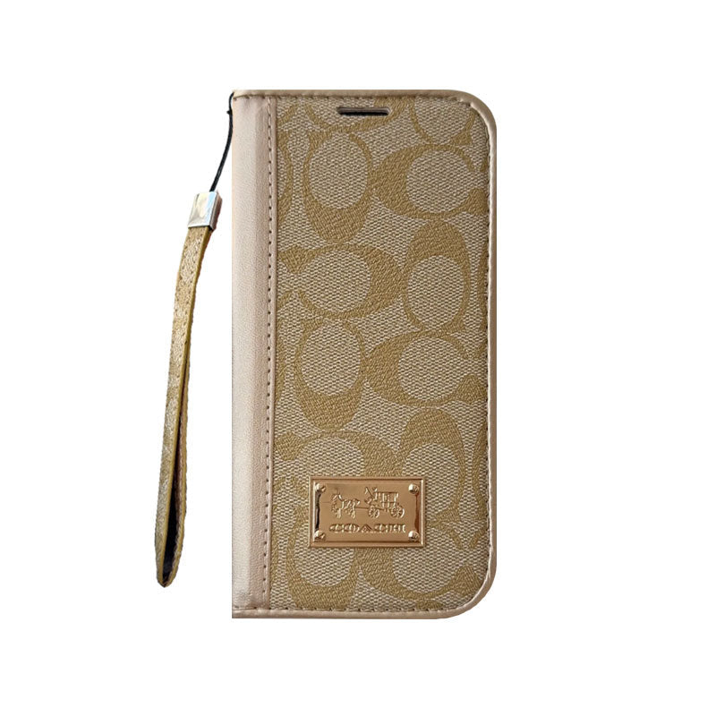 Leather Fold iPhone Case With Wallet And Strap