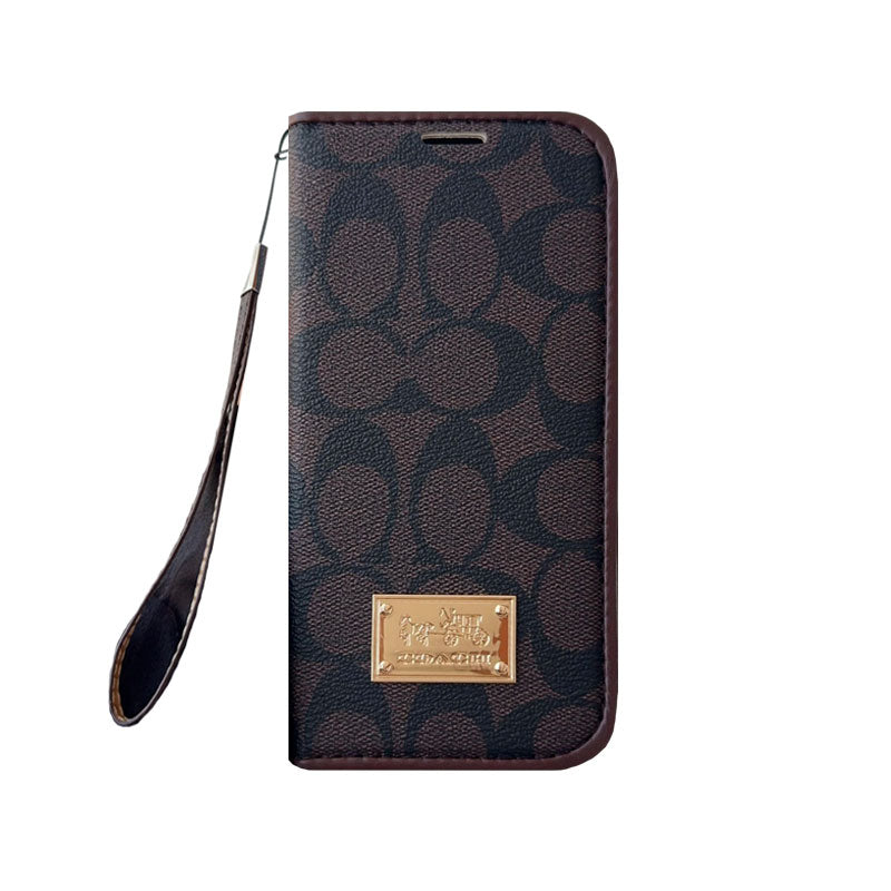 Leather Fold iPhone Case With Wallet And Strap