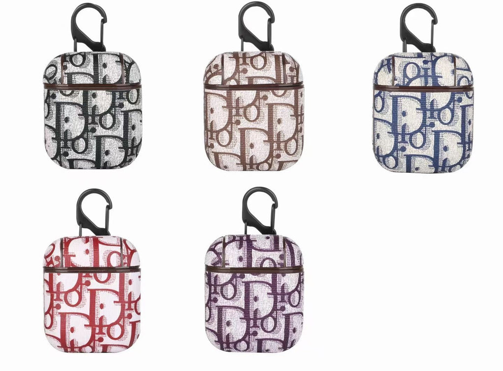 Designer-Style Monogram AirPods Case with Hook