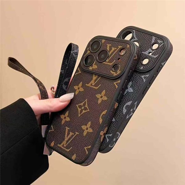 Phone Monogram Case with Strap For iPhone 17 /16 /15 /14