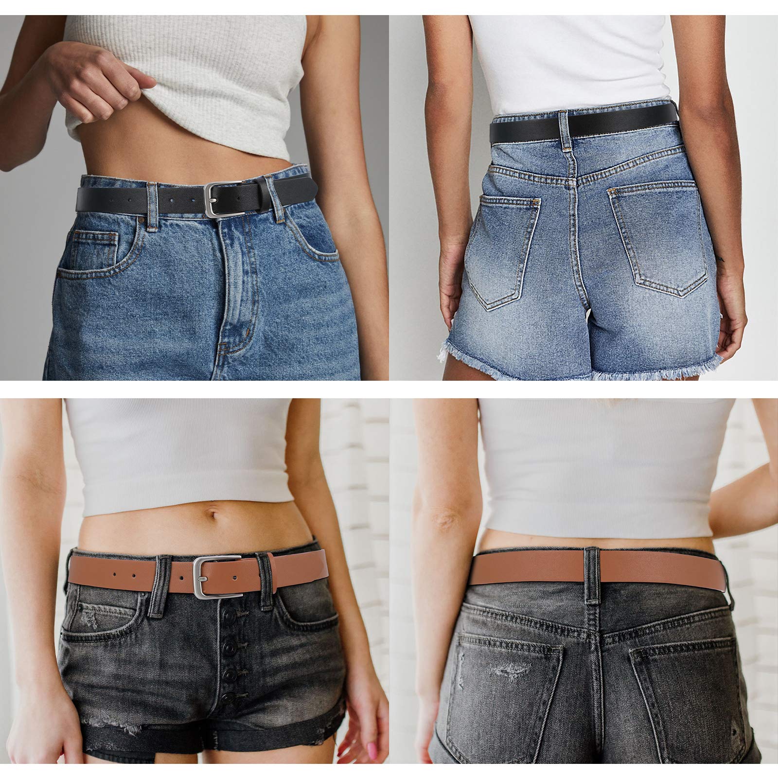 Luxuii Women Casual Leather Belt for Jeans Pants, Fashion Ladies Girls Waist Dress Belt