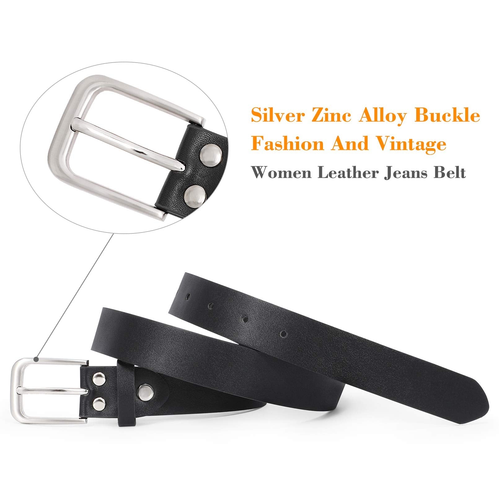 Luxuii Women Casual Leather Belt for Jeans Pants, Fashion Ladies Girls Waist Dress Belt