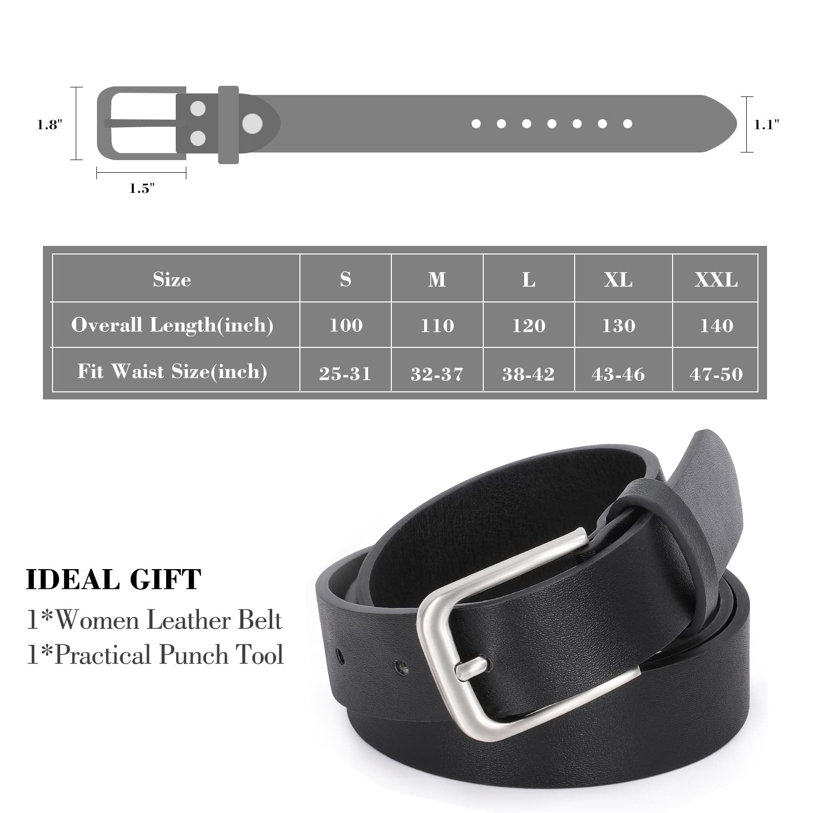 Luxuii Women Casual Leather Belt for Jeans Pants, Fashion Ladies Girls Waist Dress Belt