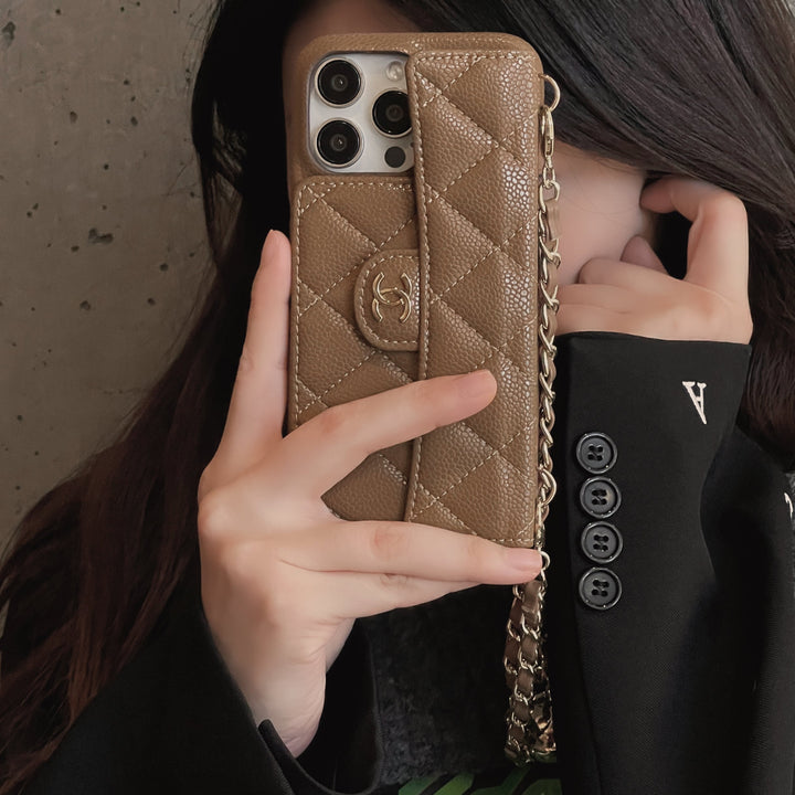 Luxury Crossbody Wallet iPhone Case with Chain Strap