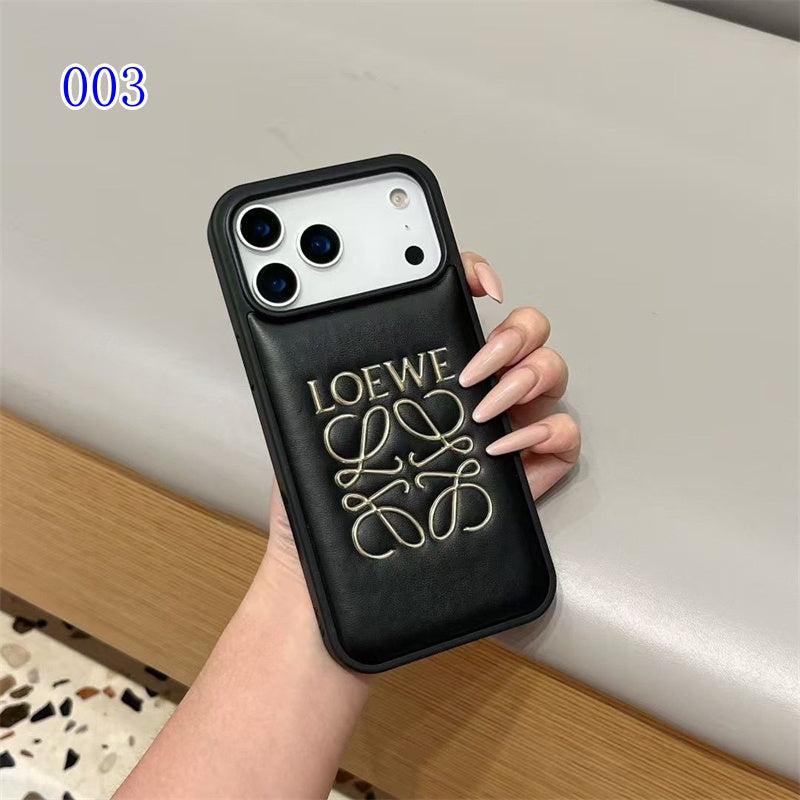 Luxury Inspired Leather iPhone Case with Embossed Anagram Logo