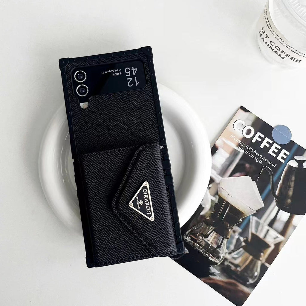 Luxury Designer-Inspired Z Flip Phone Case with Card Holder
