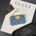 Denim Monogram Keychain Pouch Collection with Gold Clasps
