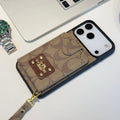 Luxury Monogram Wallet Phone Case with Card Holder & Strap
