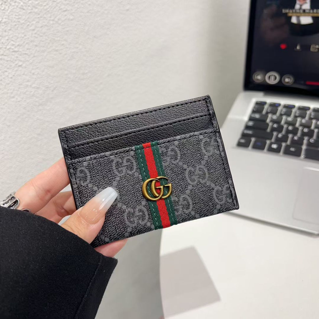 Luxury Stripe Accent Monogram Card Holder