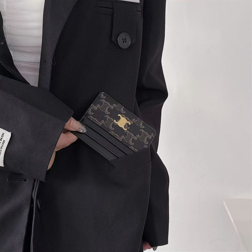 Luxury Crescent Emblem Slim Card Holder Wallet