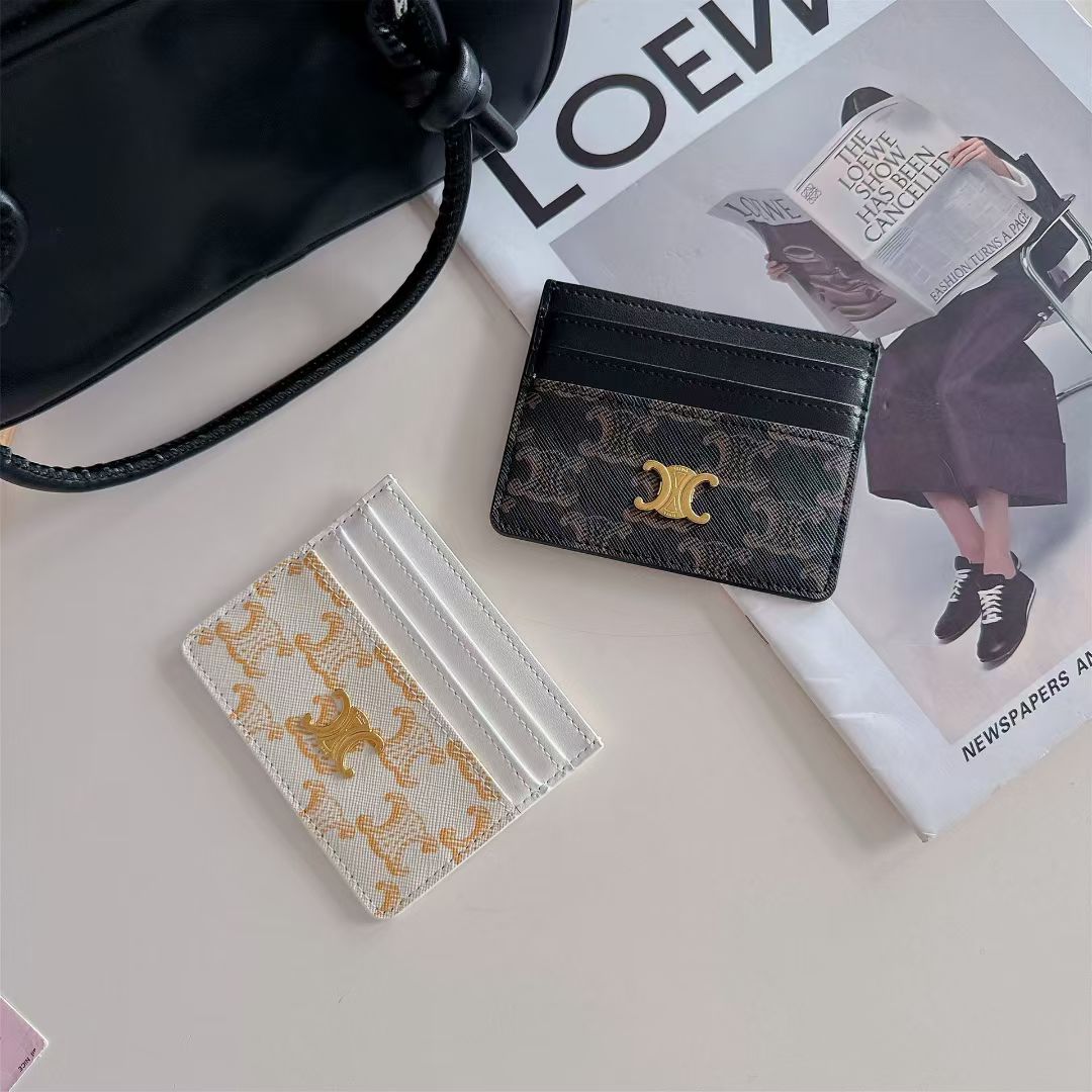Luxury Crescent Emblem Slim Card Holder Wallet