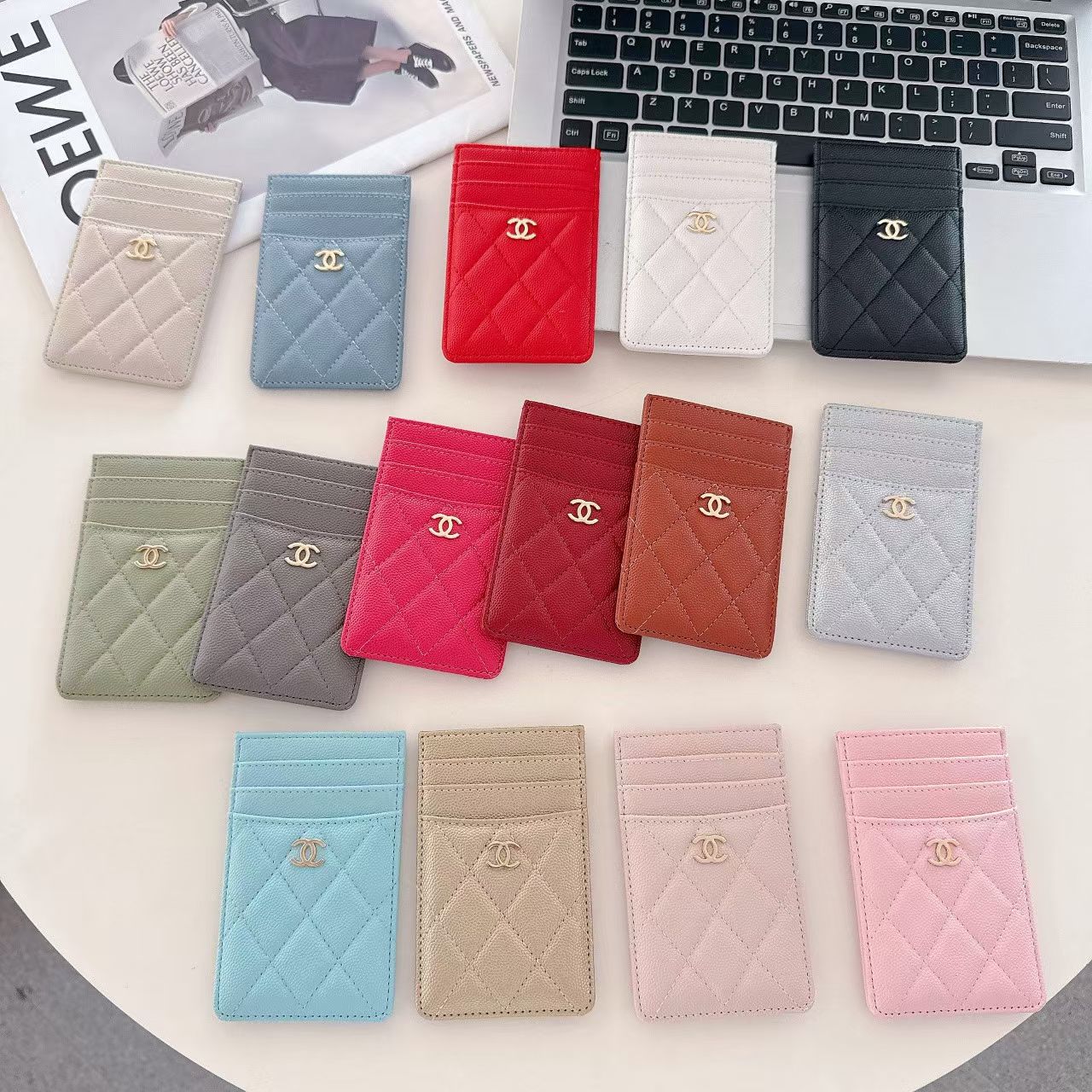 Luxury Quilted Multi-Color Slim Card Holder Wallet