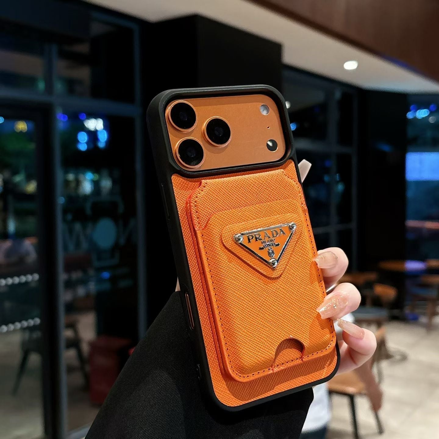 Luxury Slim Card Pocket Case – Triangle Metal Badge Design