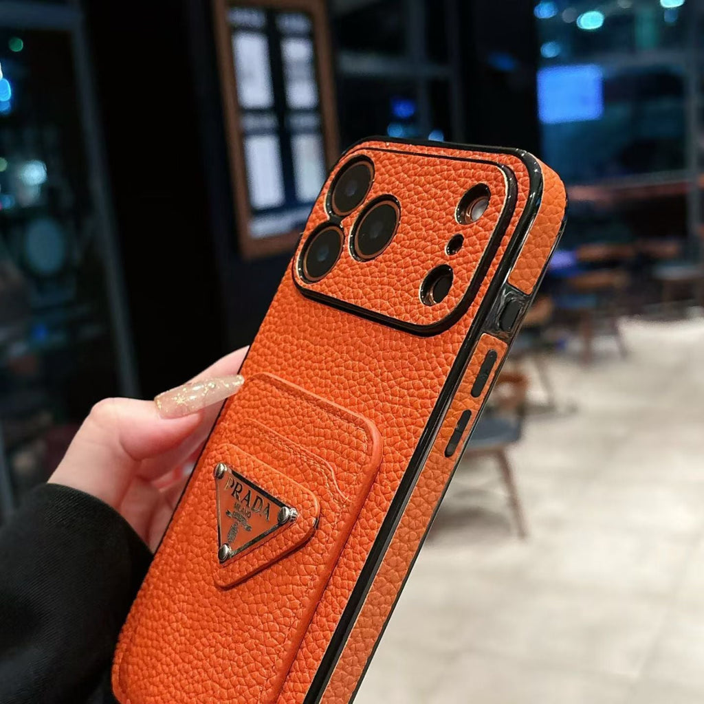 Luxury Triangle Emblem Card Slot Protective Phone Case