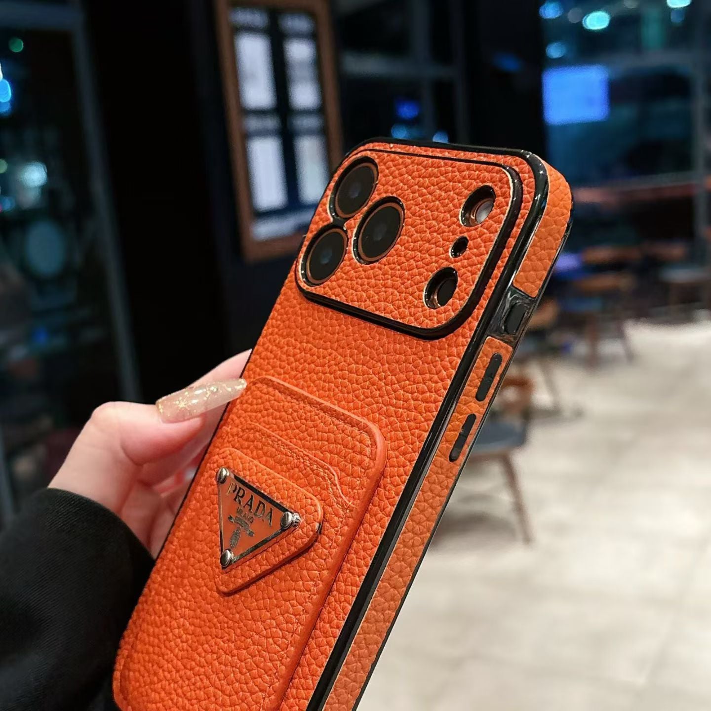Luxury Triangle Emblem Card Slot Protective Phone Case
