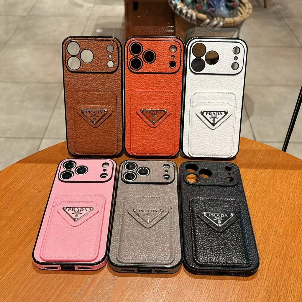 Luxury Triangle Emblem Card Slot Protective Phone Case