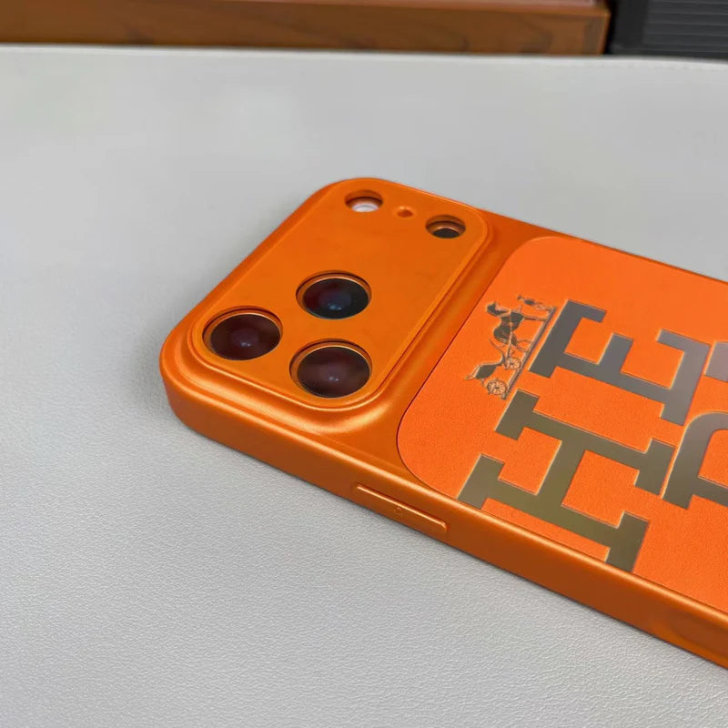 Luxury Orange iPhone Case - Premium Leather Protection