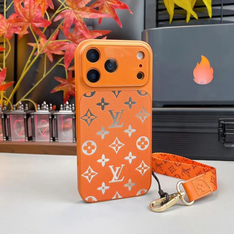Premium Monogram Phone Case With Mini Strap For iPhone