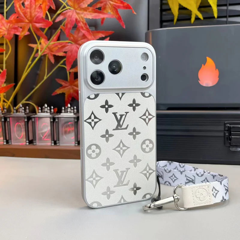 Premium Monogram Phone Case With Mini Strap For iPhone