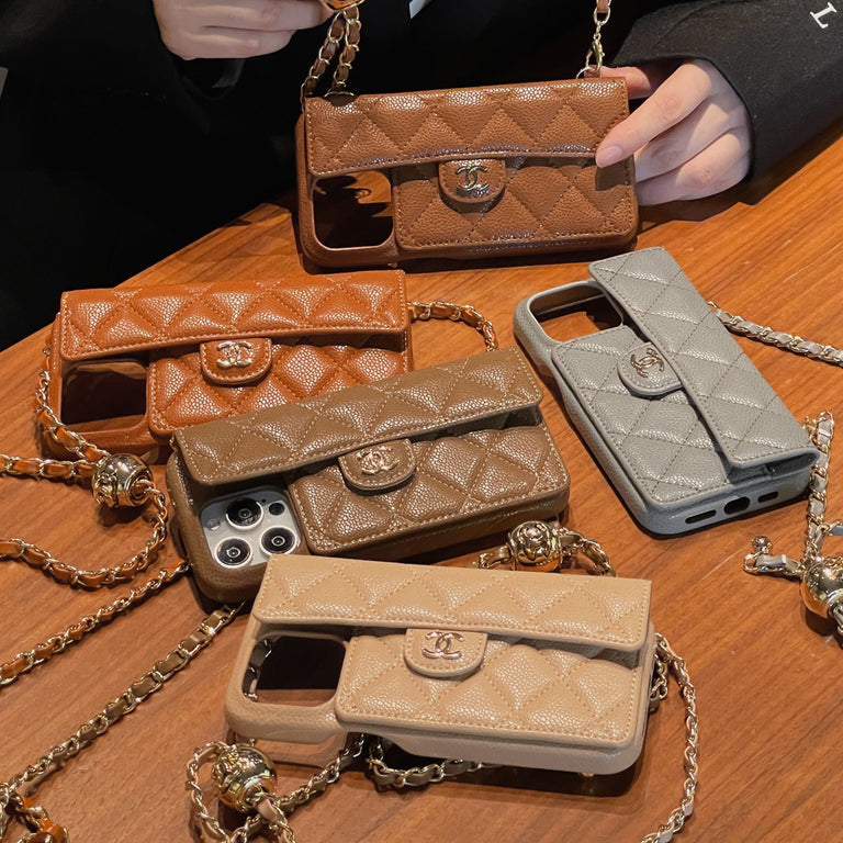 Luxury Crossbody Wallet iPhone Case with Chain Strap