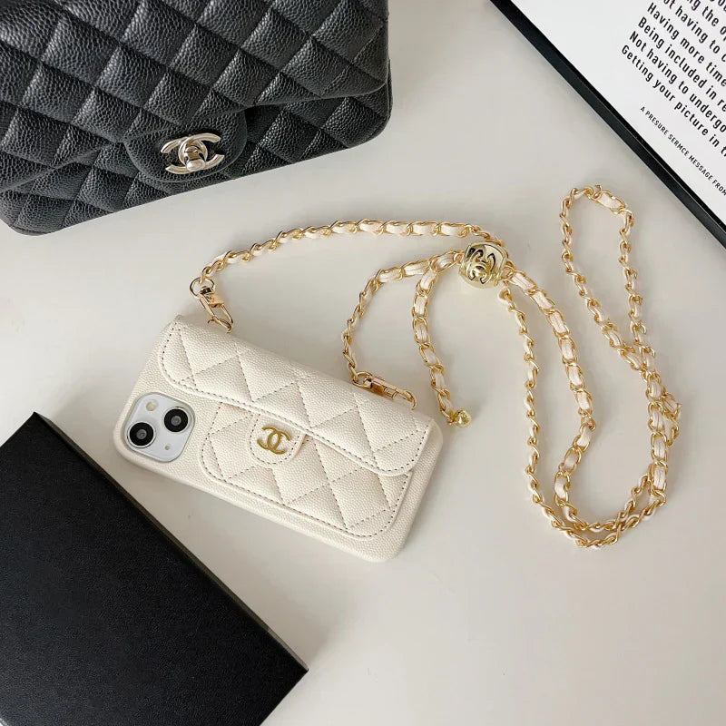 Luxury Crossbody Wallet iPhone Case with Chain Strap