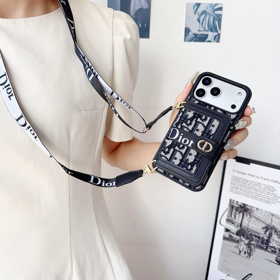 Leather Phone Case With Card Wallet And Strap For iPhone 17 / 16 / 15 / 14