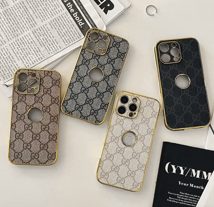 Gold Monogram Signature Canvas Leather iPhone Case