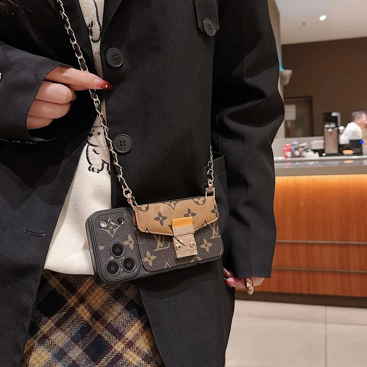 Luxury Monogram Crossbody Phone Bag for iPhone 13-17 Series