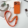 Elite Monogram Leather Case with Designer Crossbody Strap for iPhone 13-17 Series