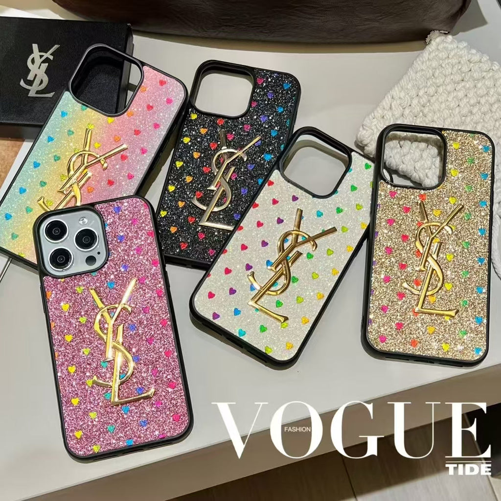 YSL Electroplated Monogram Label Shiny Apple iPhone Case