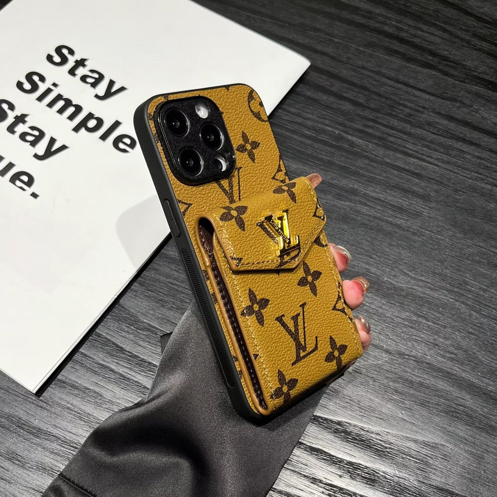 Luxury Card Holder Canvas Leather iPhone Case