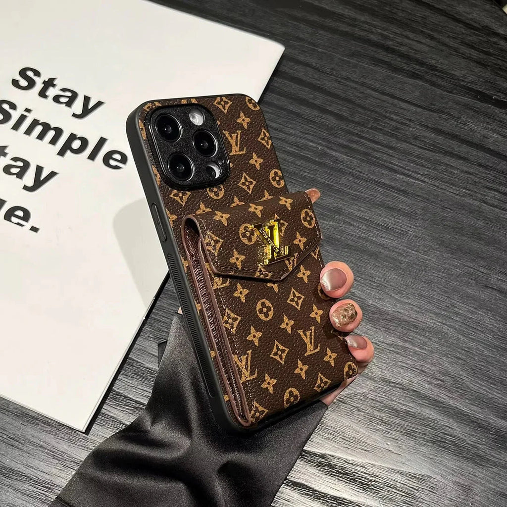 Luxury Card Holder Canvas Leather iPhone Case