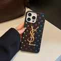 YSL Electroplated Monogram Label Shiny Apple iPhone Case