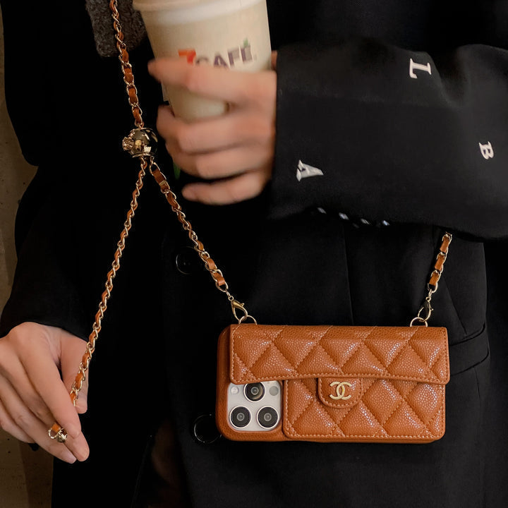 Luxury Crossbody Wallet iPhone Case with Chain Strap