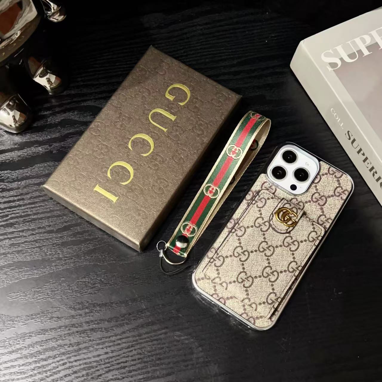 Monogram iPhone Case with Cardholder & Hand Strap