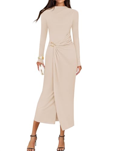 Luxuii Bodycon Mock Neck Wedding Guest Cocktail Party Dresses