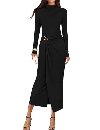 Luxuii Bodycon Mock Neck Wedding Guest Cocktail Party Dresses