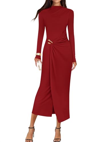 Luxuii Bodycon Mock Neck Wedding Guest Cocktail Party Dresses