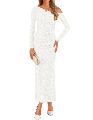Luxuii Floral Off Shoulder Bodycon Ruched Elegant Party Dress