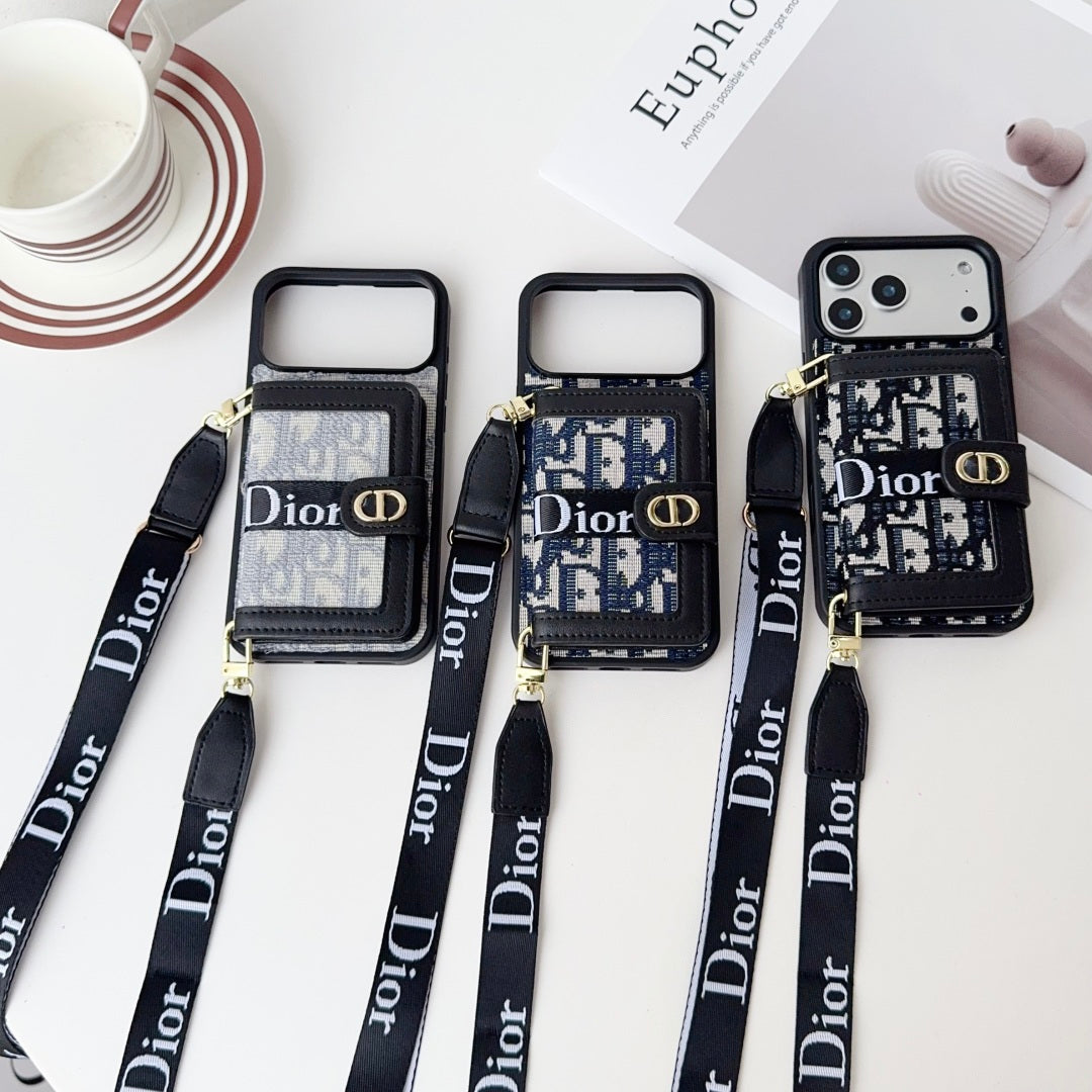 Leather Phone Case With Card Wallet And Strap For iPhone 17 / 16 / 15 / 14