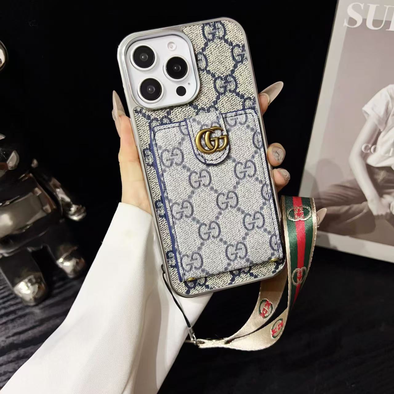 Monogram iPhone Case with Cardholder & Hand Strap