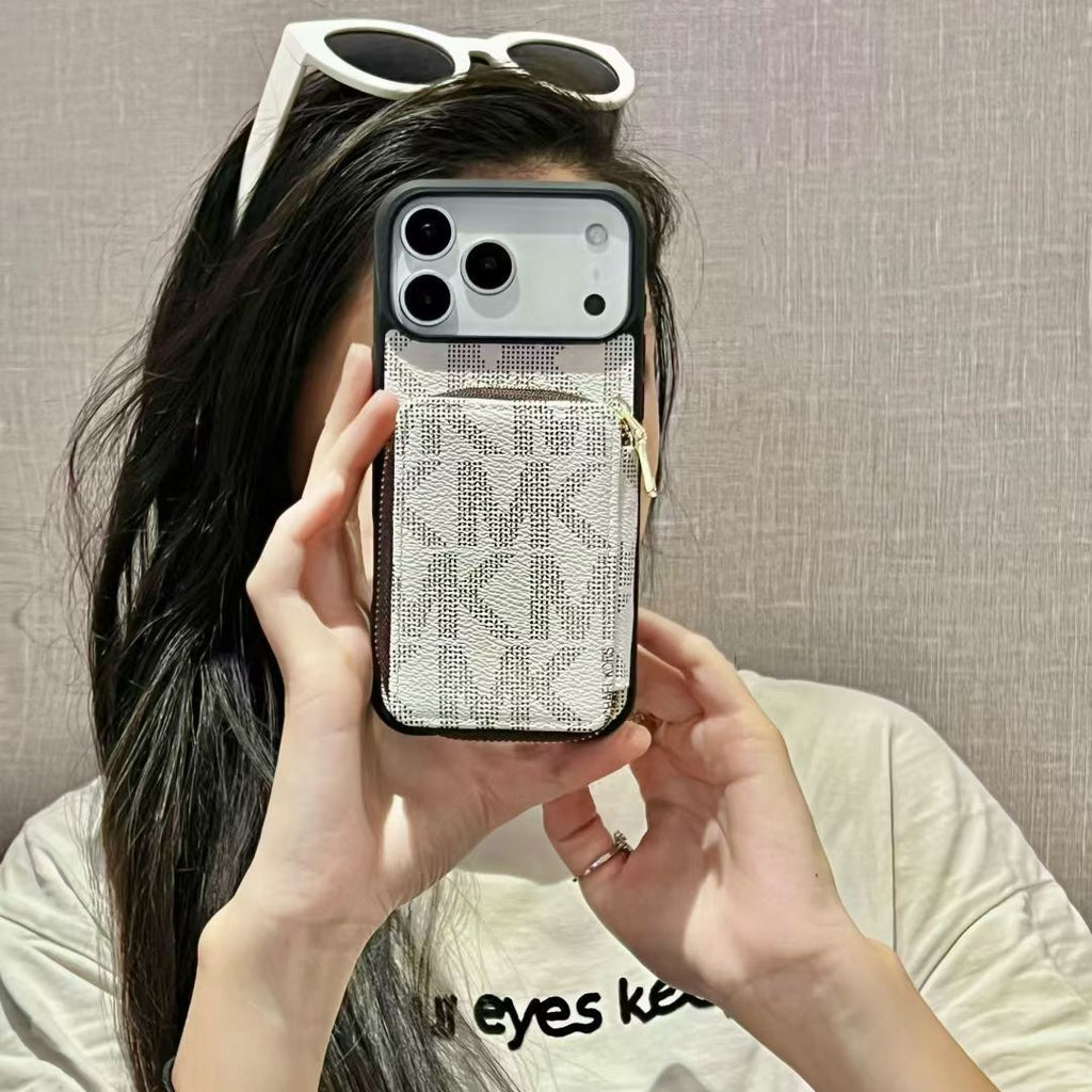 Luxury M-K-Inspired Phone Case with Card Holder For iPhone 17 / 16 / 15 / 14