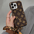 LUXURY CANVAS IPHONE CASE DETACHABLE SILK SCARF WRISTBAND